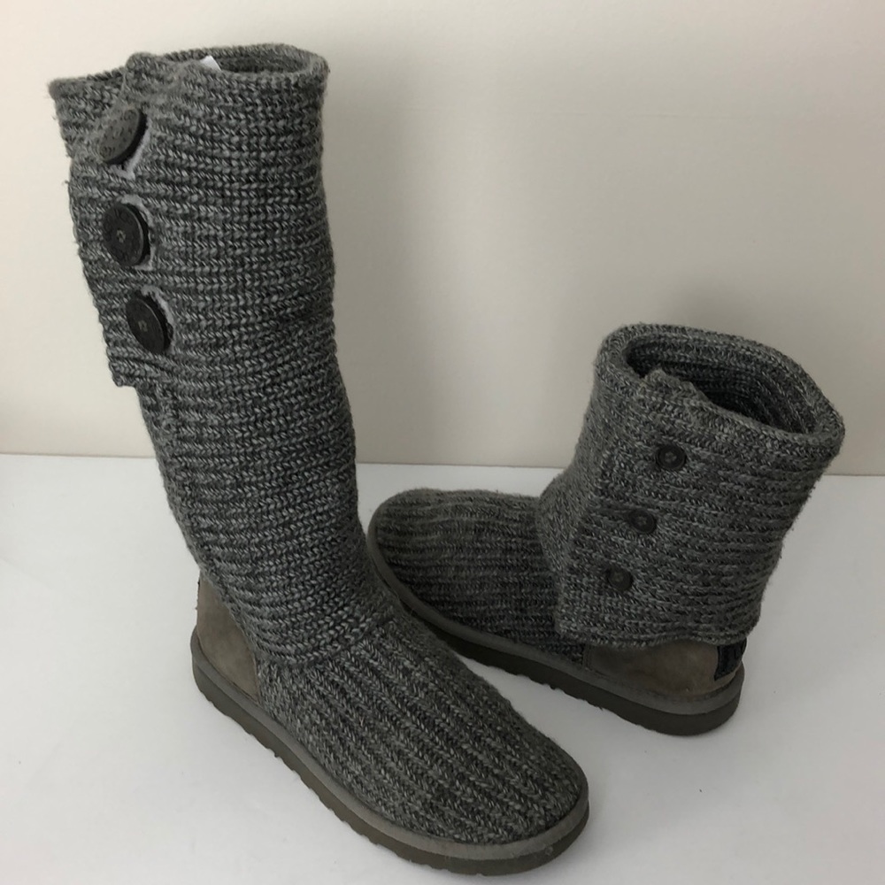 UGG Cardy Gray Button Tall Boots